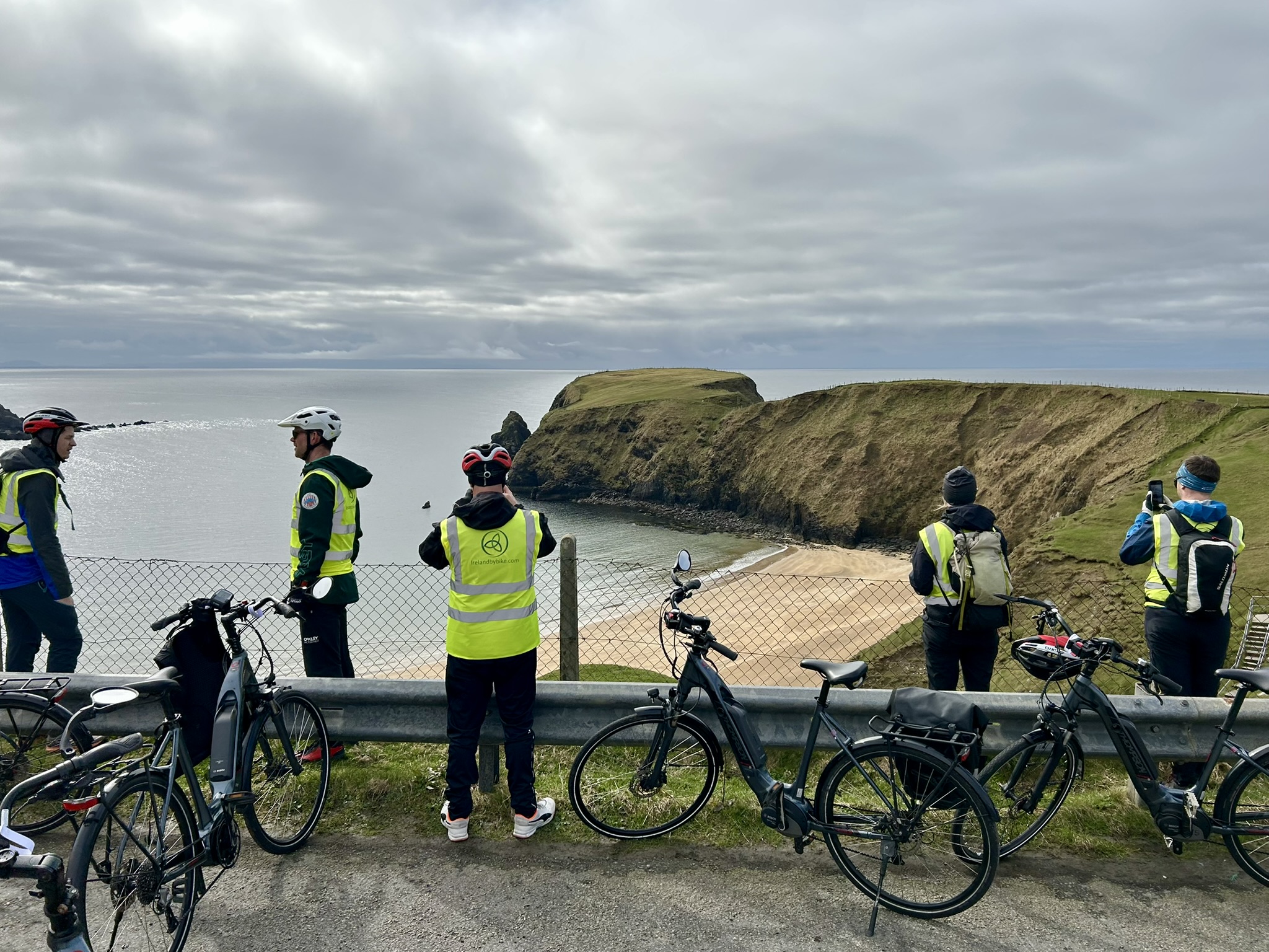 Program participants taking pictures of Silver Strand beach in Ireland