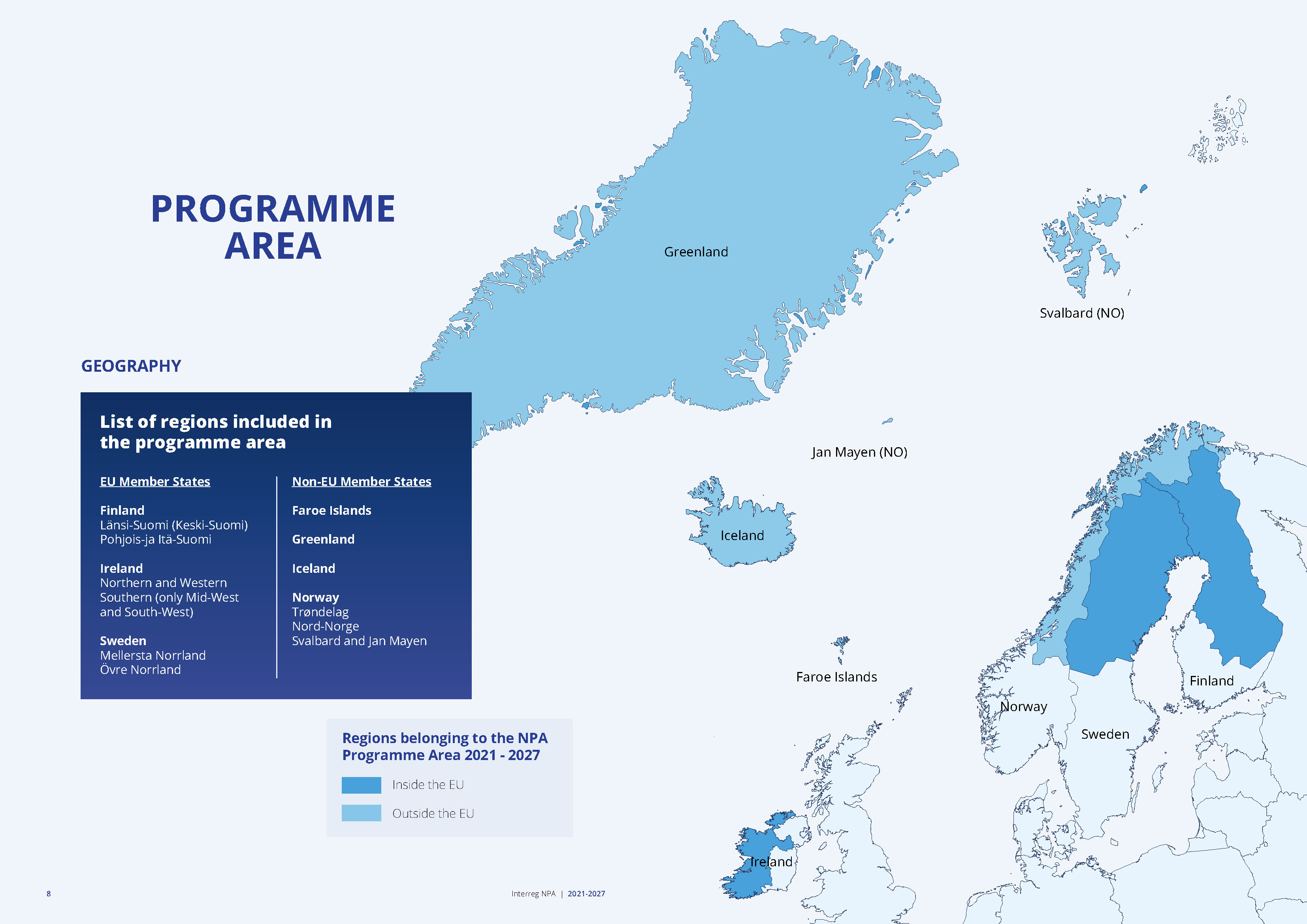 Map of the Interreg NPA programme area