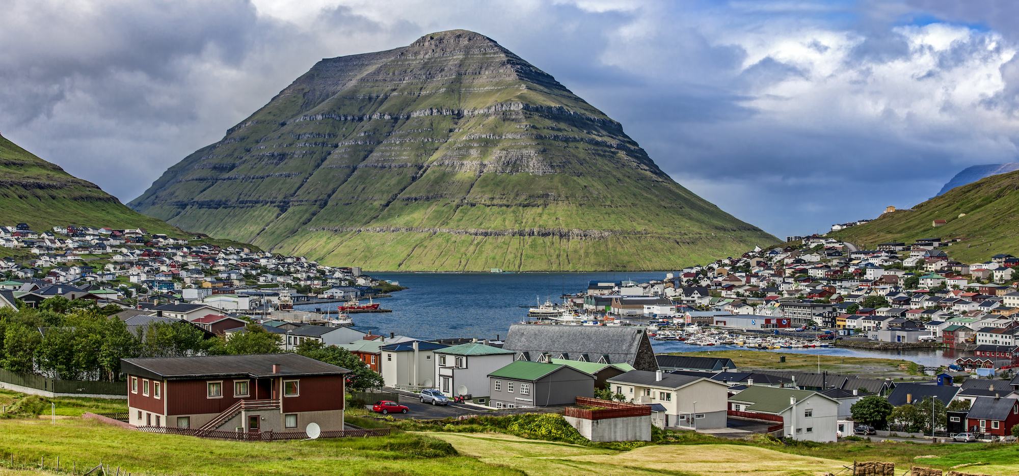 Landscape view over Klasvik in the Faroe Islands